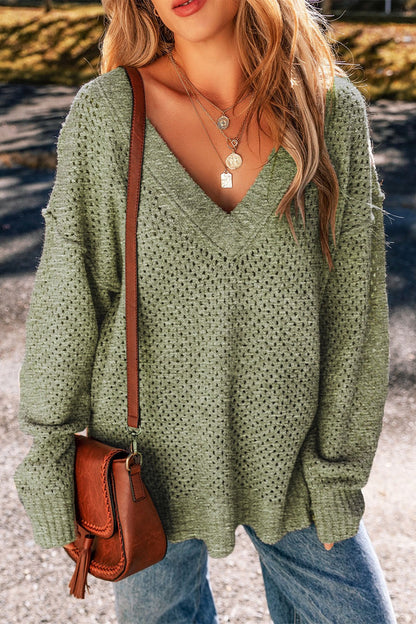 V-Neck Dropped Shoulder Sweater