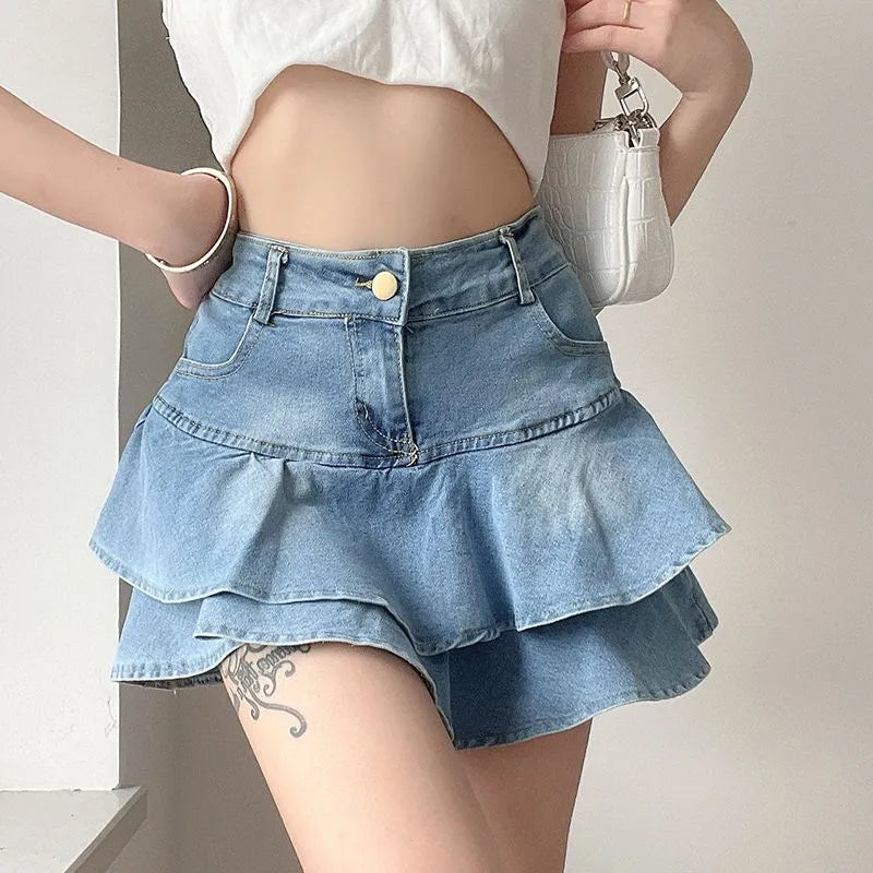 Vintage High-Waist Denim Mini