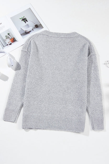 V-Neck Dropped Shoulder Sweater